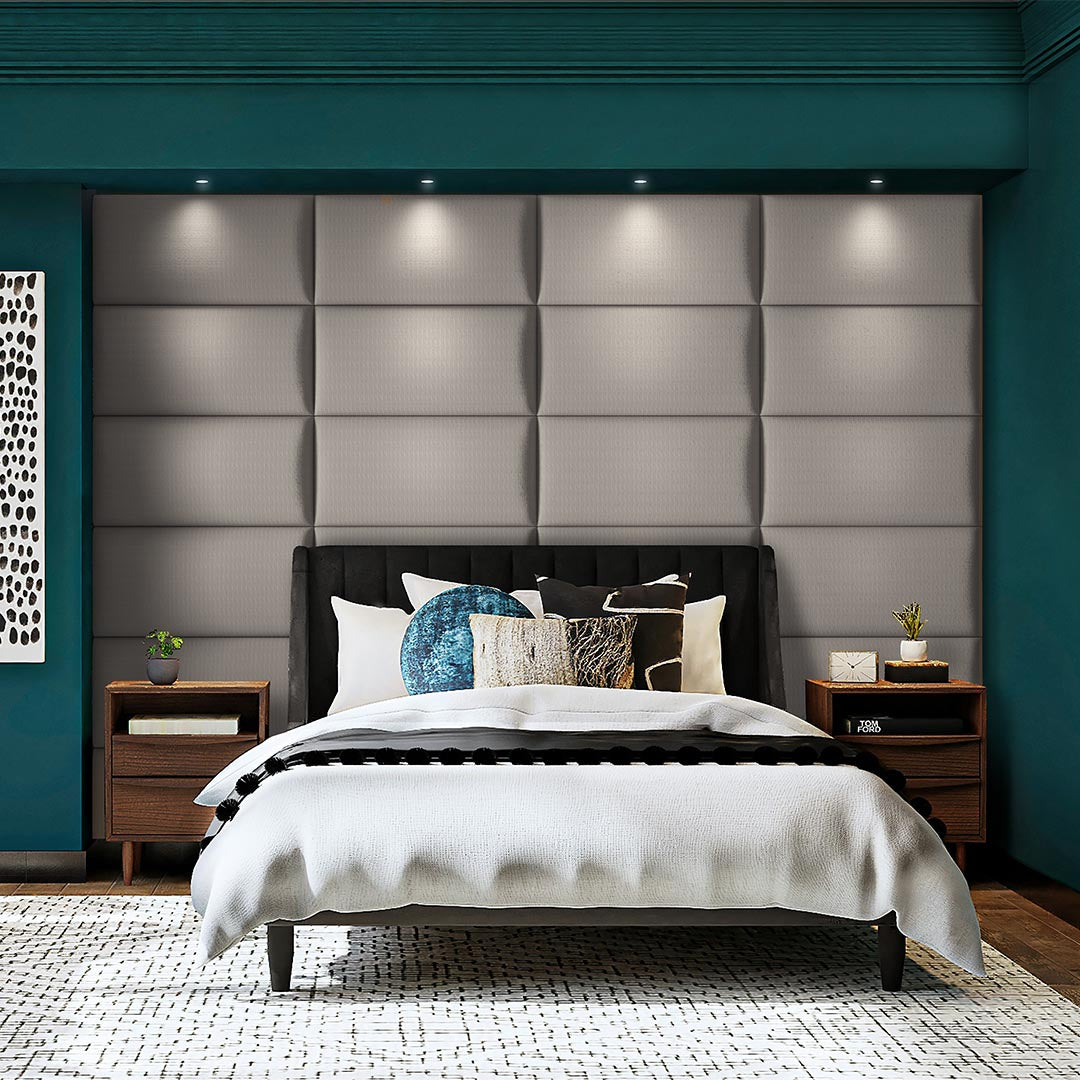 Upholstered Wall Panels Linen Misty Hill Gray 32"x 16" (4 Pack)