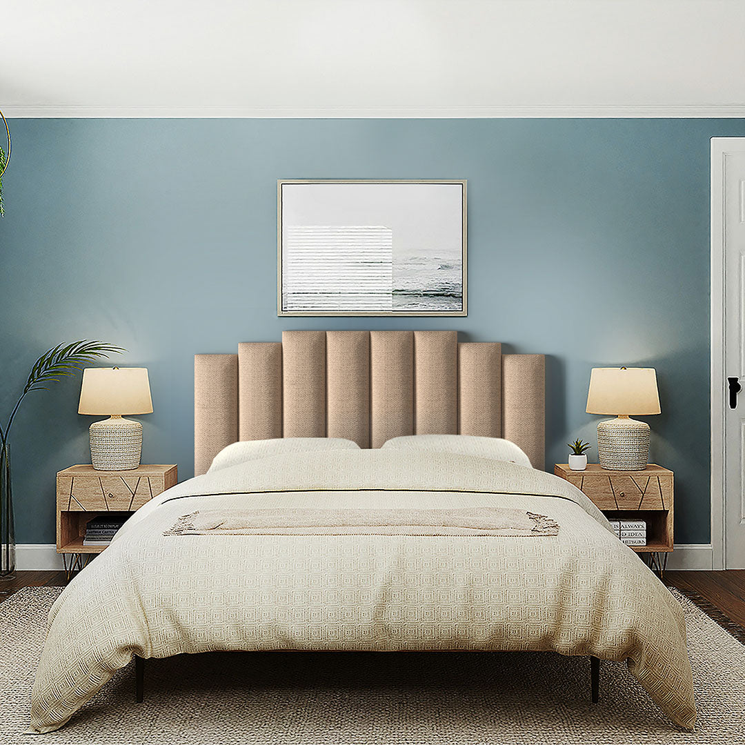 Upholstered Wall Panels Linen Sandy Shore Beige 32"x 8" (8 Pack)